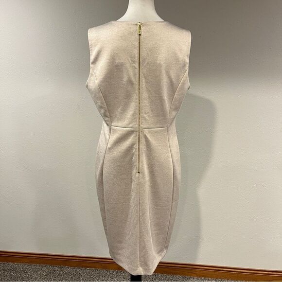 Calvin Klein Elegant tan Cream Sleeveless Dress size 14 - Picture 7 of 15